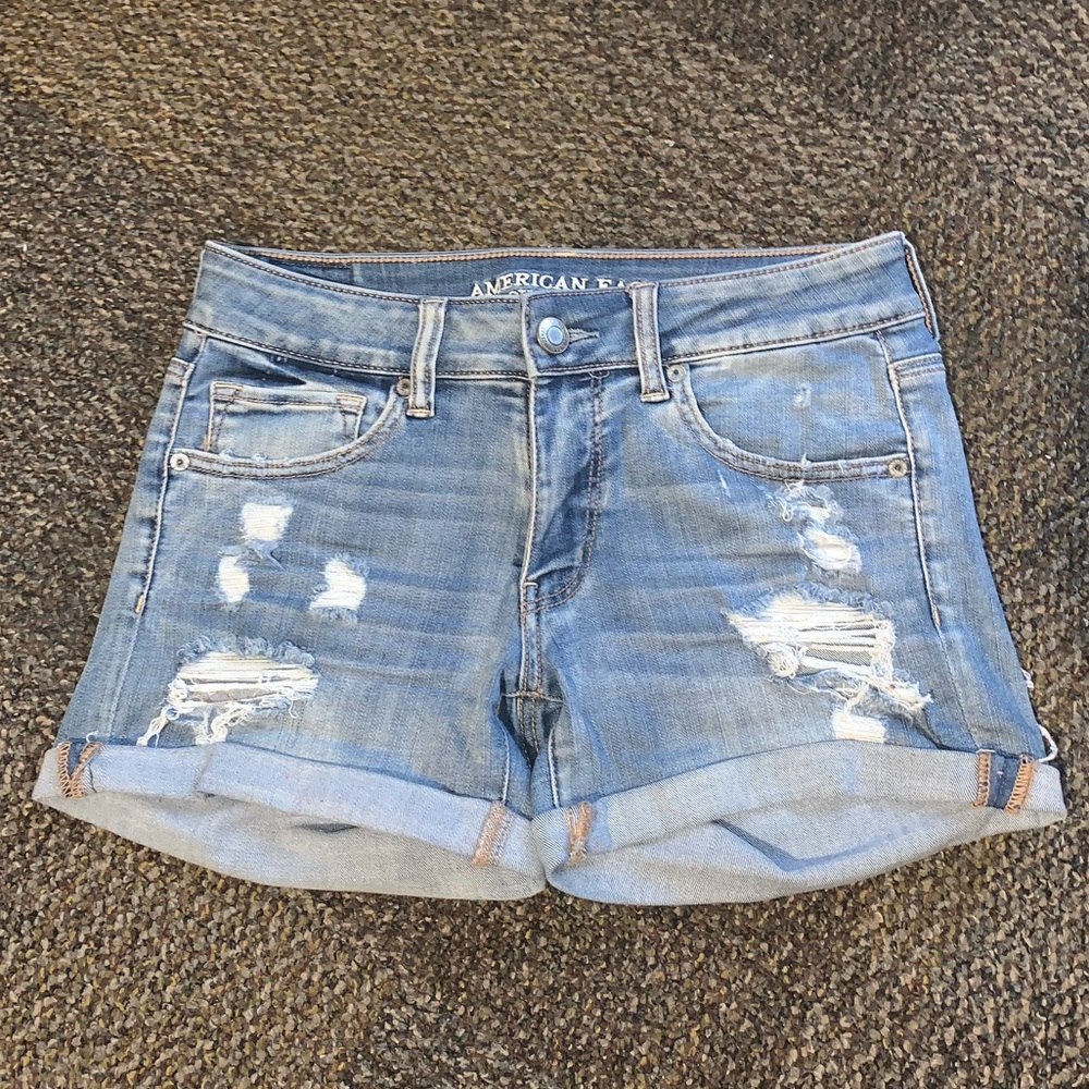american eagle outfitters midi ripped denim shorts